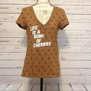 Aeropostale Brown Blouse with Cherries